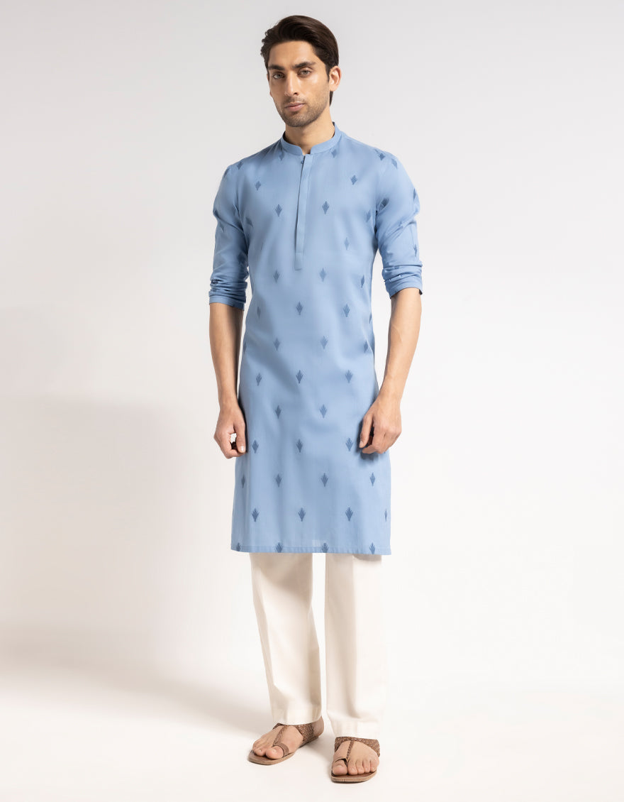 Cotton Blue Kurta - J. Junaid Jamshed
