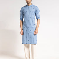 Cotton Blue Kurta - J. Junaid Jamshed