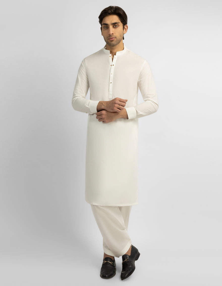 Cotton Off White Shalwar Kameez - J. Junaid Jamshed