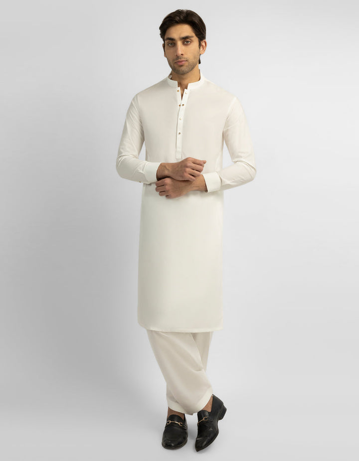 Cotton Off White Shalwar Kameez - J. Junaid Jamshed
