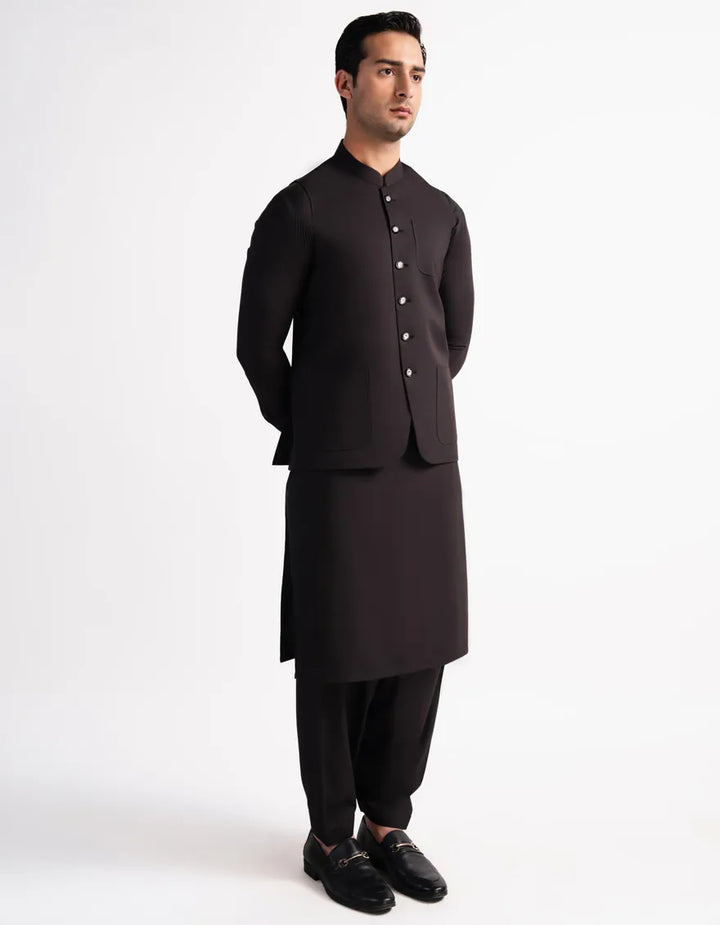 Blended Dark Brown Shalwar Kameez - J. Junaid Jamshed