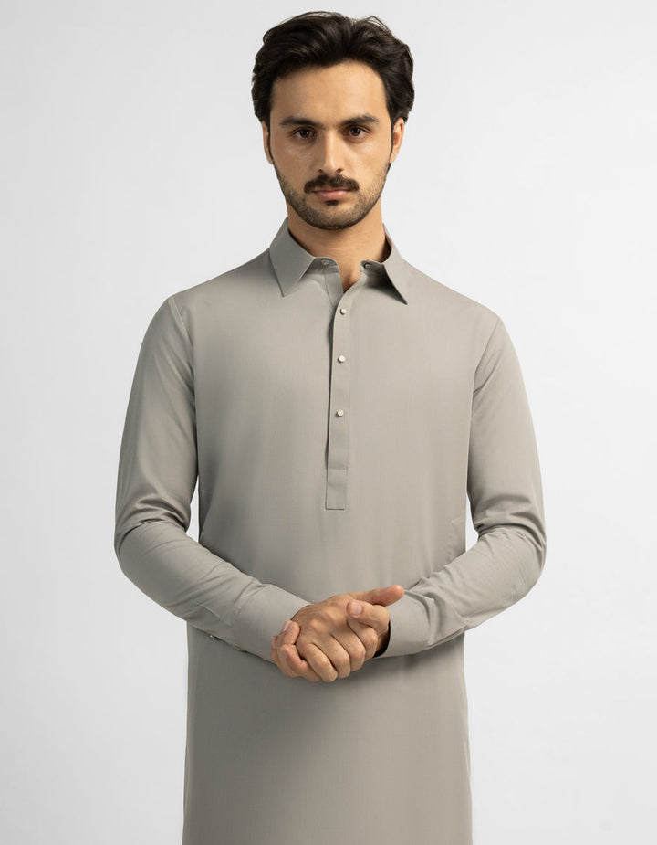 Blended Grey Shalwar Kameez - J. Junaid Jamshed