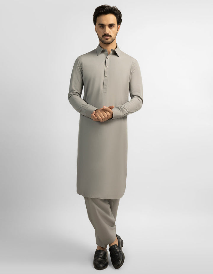Blended Grey Shalwar Kameez - J. Junaid Jamshed