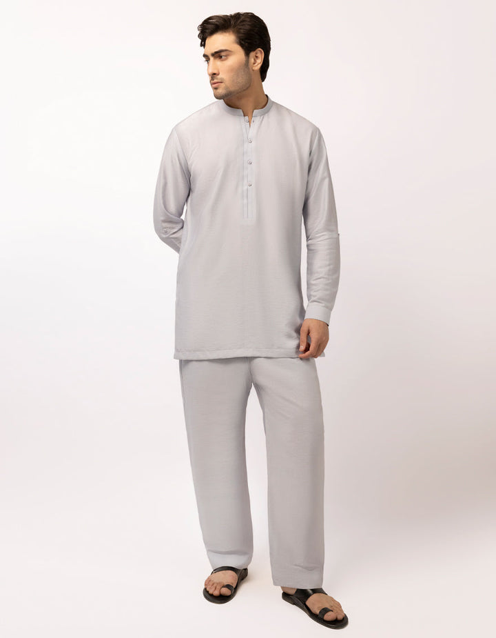 Blended Light Grey Short Kurta Trouser - J. Junaid Jamshed