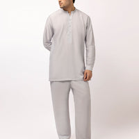 Blended Light Grey Short Kurta Trouser - J. Junaid Jamshed