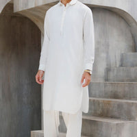 Blended White Shalwar Kameez - Wasim Akram by Almirah