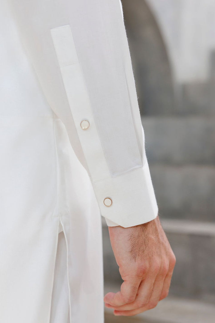Blended White Shalwar Kameez - Wasim Akram by Almirah