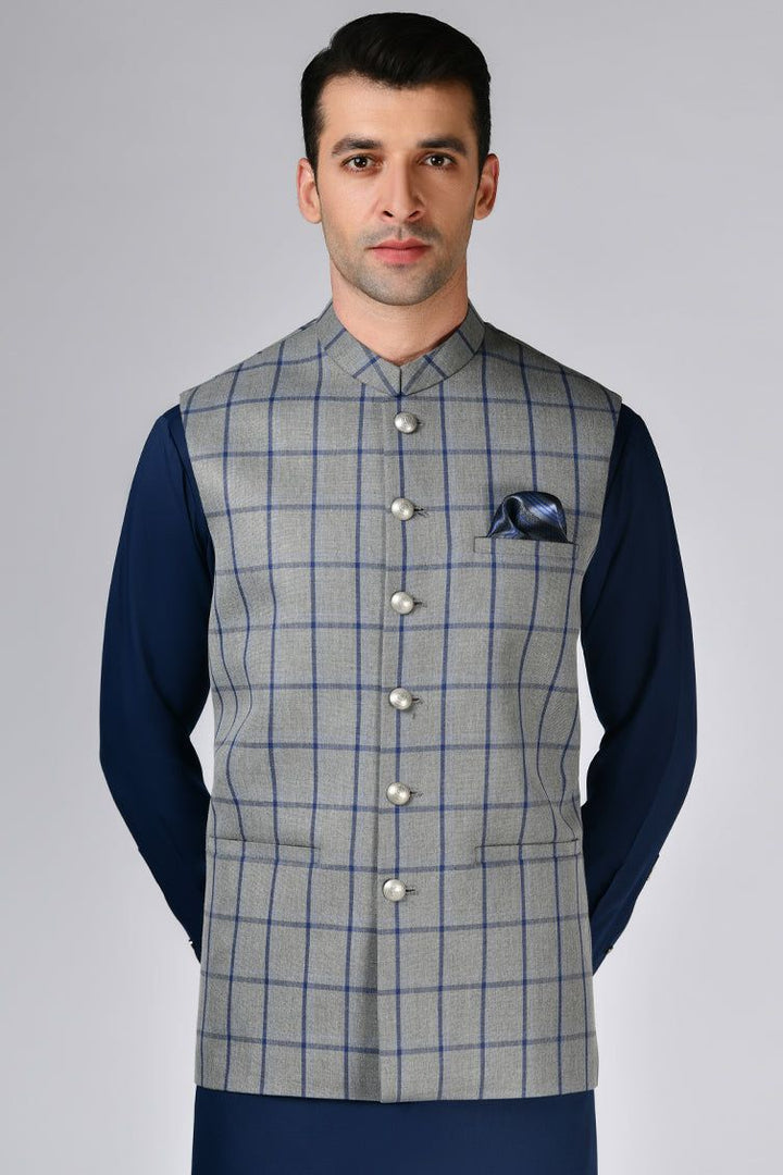 Suiting Grey Waist Coat- J. Junaid Jamshed