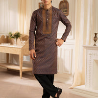 Polyester Purple Kurta - J. Junaid Jamshed