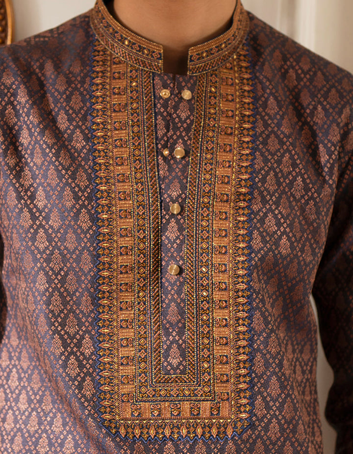 Polyester Purple Kurta - J. Junaid Jamshed