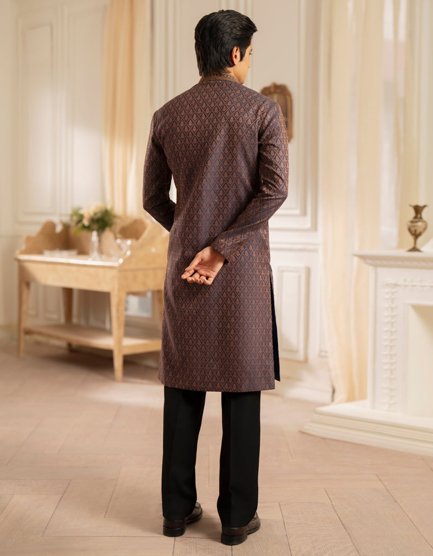 Polyester Purple Kurta - J. Junaid Jamshed