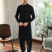 Blended Navy Blue Shalwar Kameez - J. Junaid Jamshed