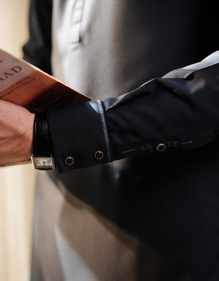 Blended Navy Blue Shalwar Kameez - J. Junaid Jamshed