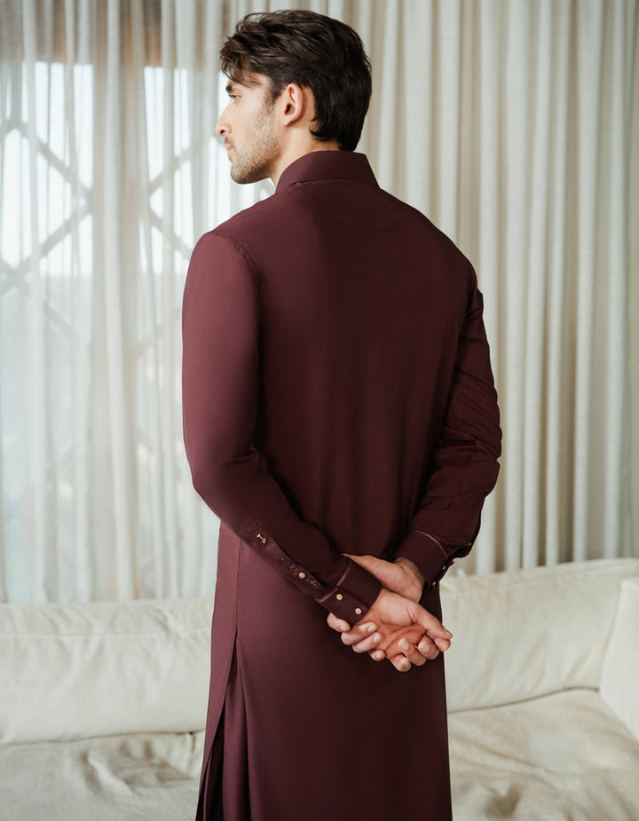 Blended Maroon Shalwar Kameez - J. Junaid Jamshed