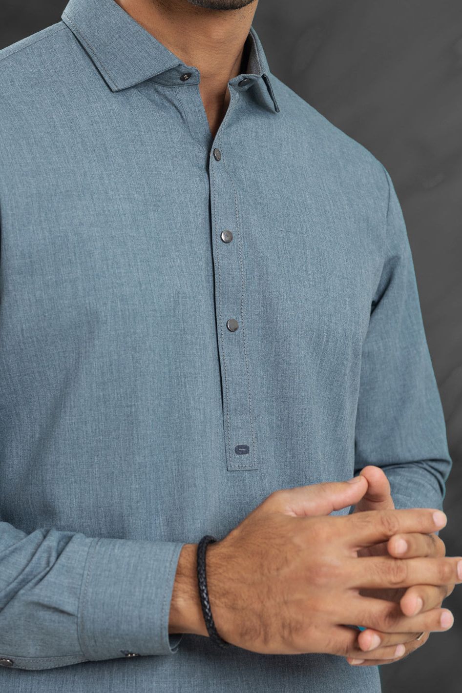 Blended Grey Shalwar Kameez - Wasim Akram by Almirah