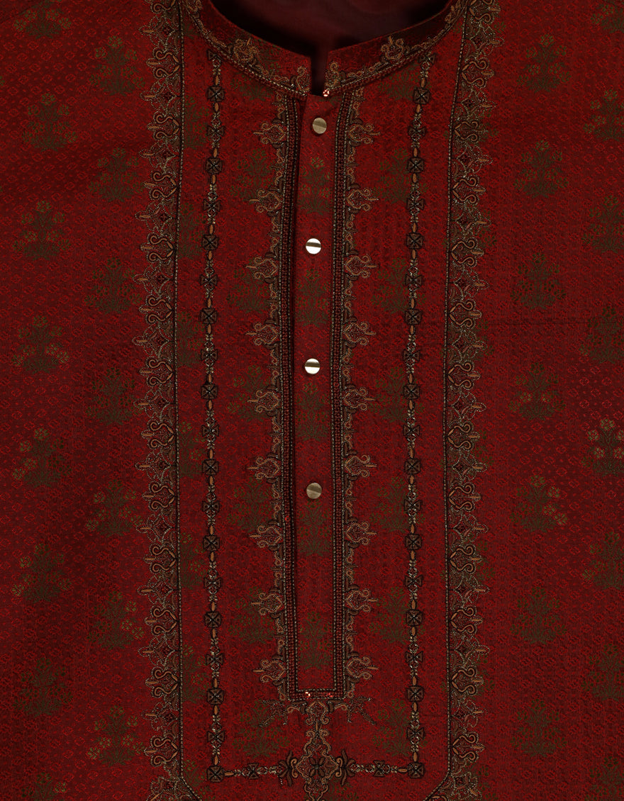 Polyester Red Special Kurta - J. Junaid Jamshed