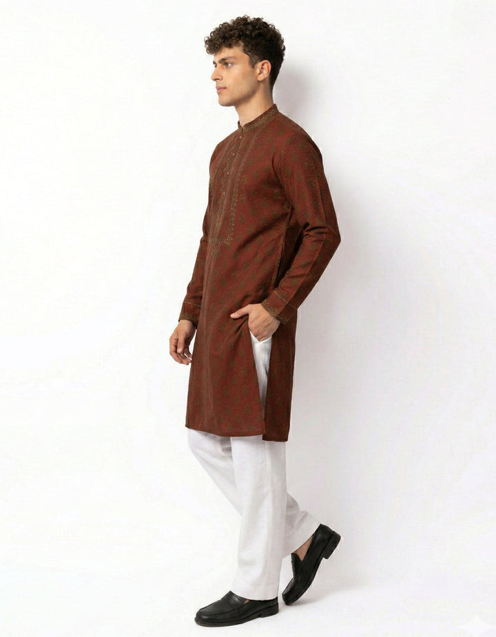 Polyester Red Special Kurta - J. Junaid Jamshed