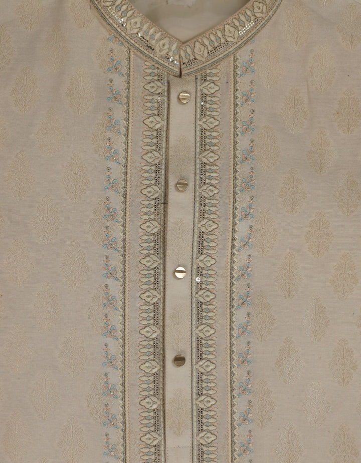 Polyester Cream Special Kurta - J. Junaid Jamshed
