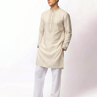 Polyester Cream Special Kurta - J. Junaid Jamshed