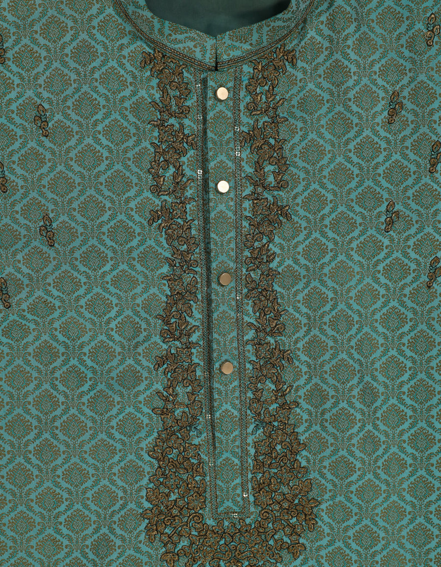 Polyester Mint Green Special Kurta - J. Junaid Jamshed