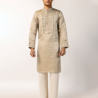 Polyester Gold Beige Special Kurta - J. Junaid Jamshed
