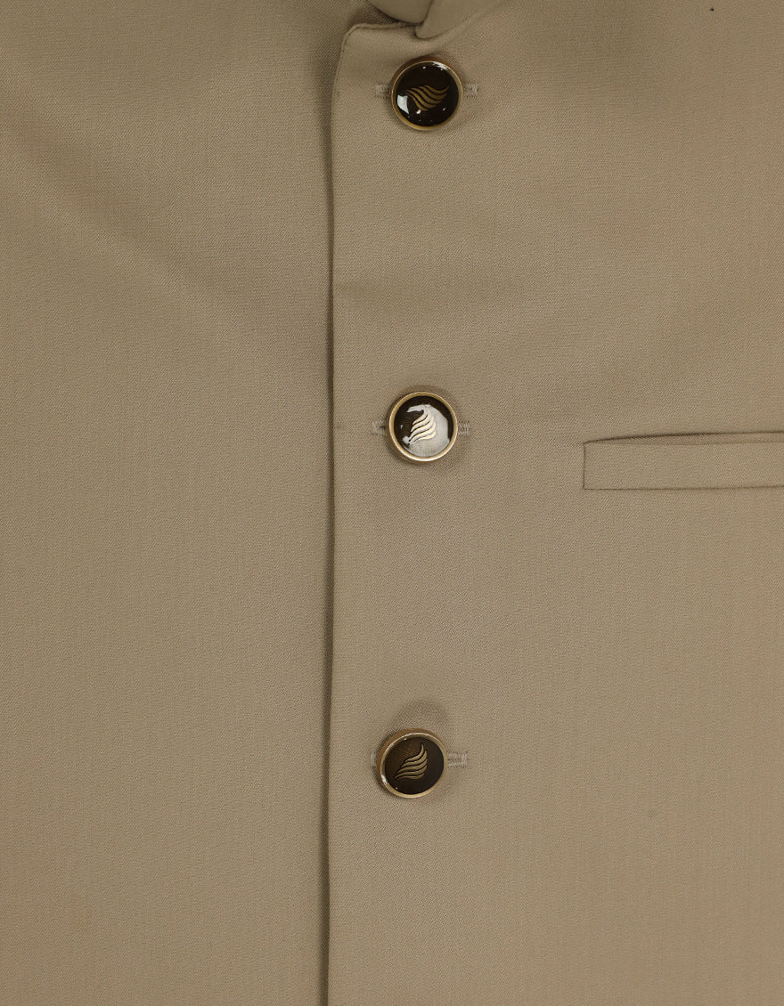 Blended Fawn Waist Coat - J. Junaid Jamshed