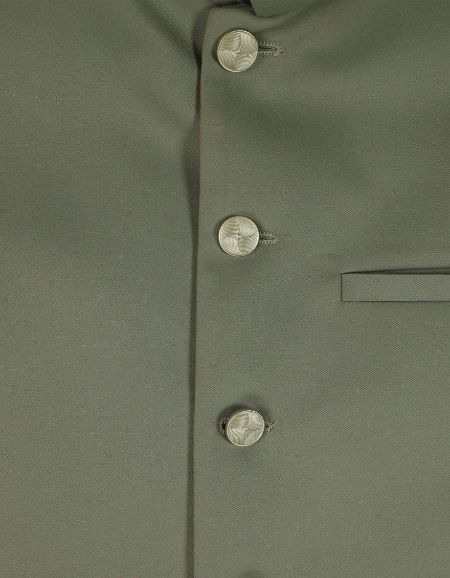 Blended Mint Green Waist Coat - J. Junaid Jamshed