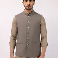 Blended Silver Grey Waist Coat - J. Junaid Jamshed