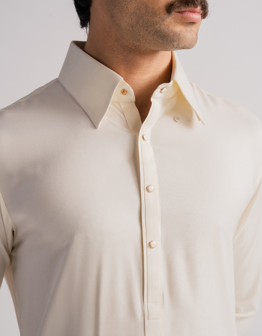 Blended Off White Shalwar Kameez - J. Junaid Jamshed