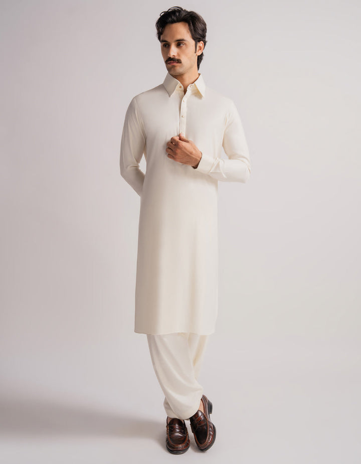 Blended Off White Shalwar Kameez - J. Junaid Jamshed