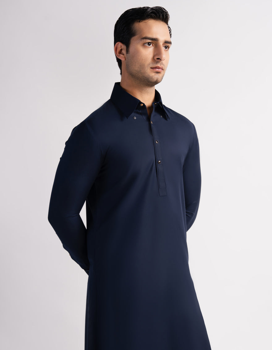 Blended Blue Shalwar Kameez - J. Junaid Jamshed