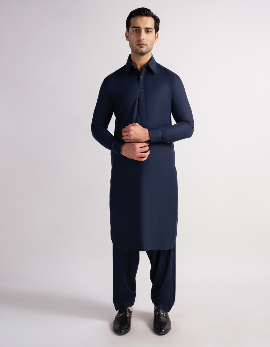 Blended Blue Shalwar Kameez - J. Junaid Jamshed