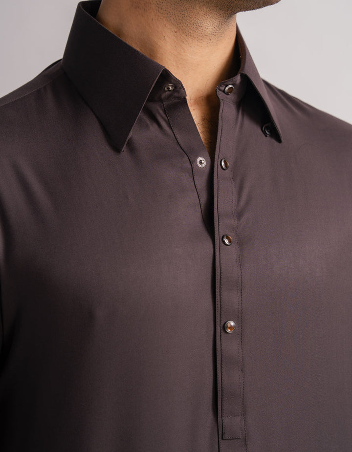 Blended Brown Shalwar Kameez - J. Junaid Jamshed