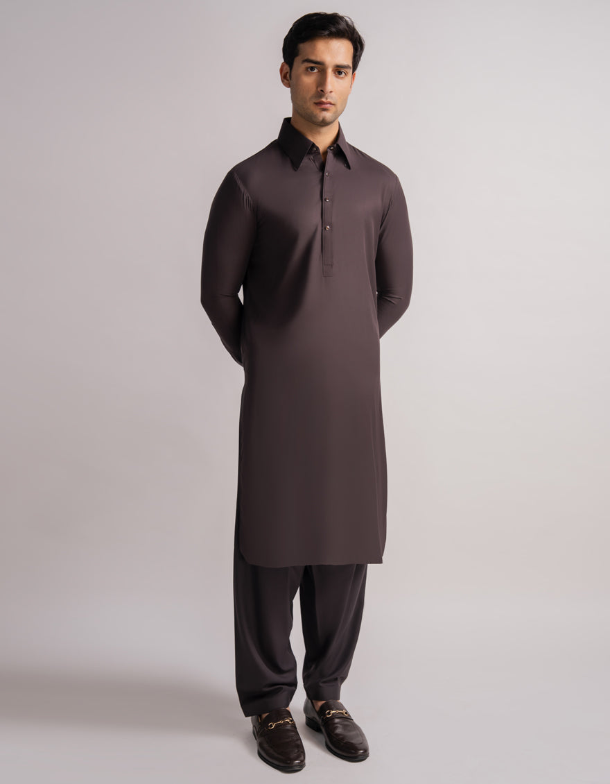 Blended Brown Shalwar Kameez - J. Junaid Jamshed