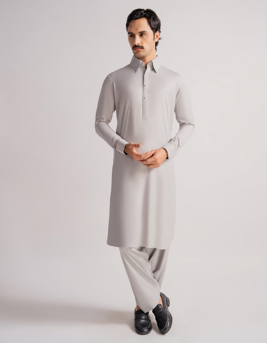 Blended Grey Shalwar Kameez - J. Junaid Jamshed