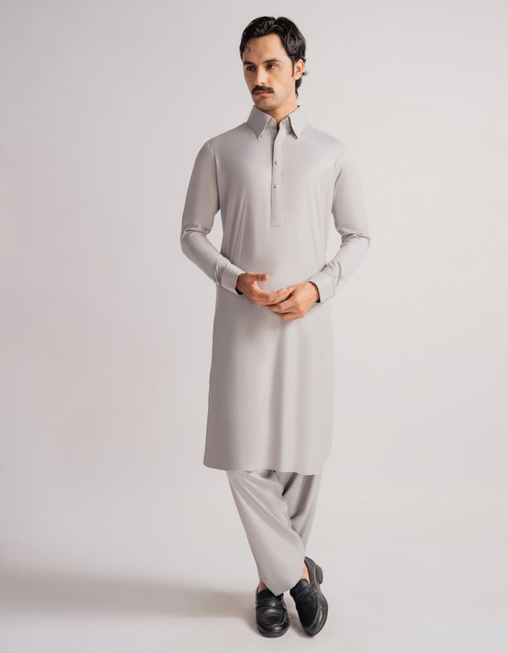 Blended Grey Shalwar Kameez - J. Junaid Jamshed