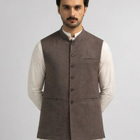 Blended Brown Waist Coat - J. Junaid Jamshed
