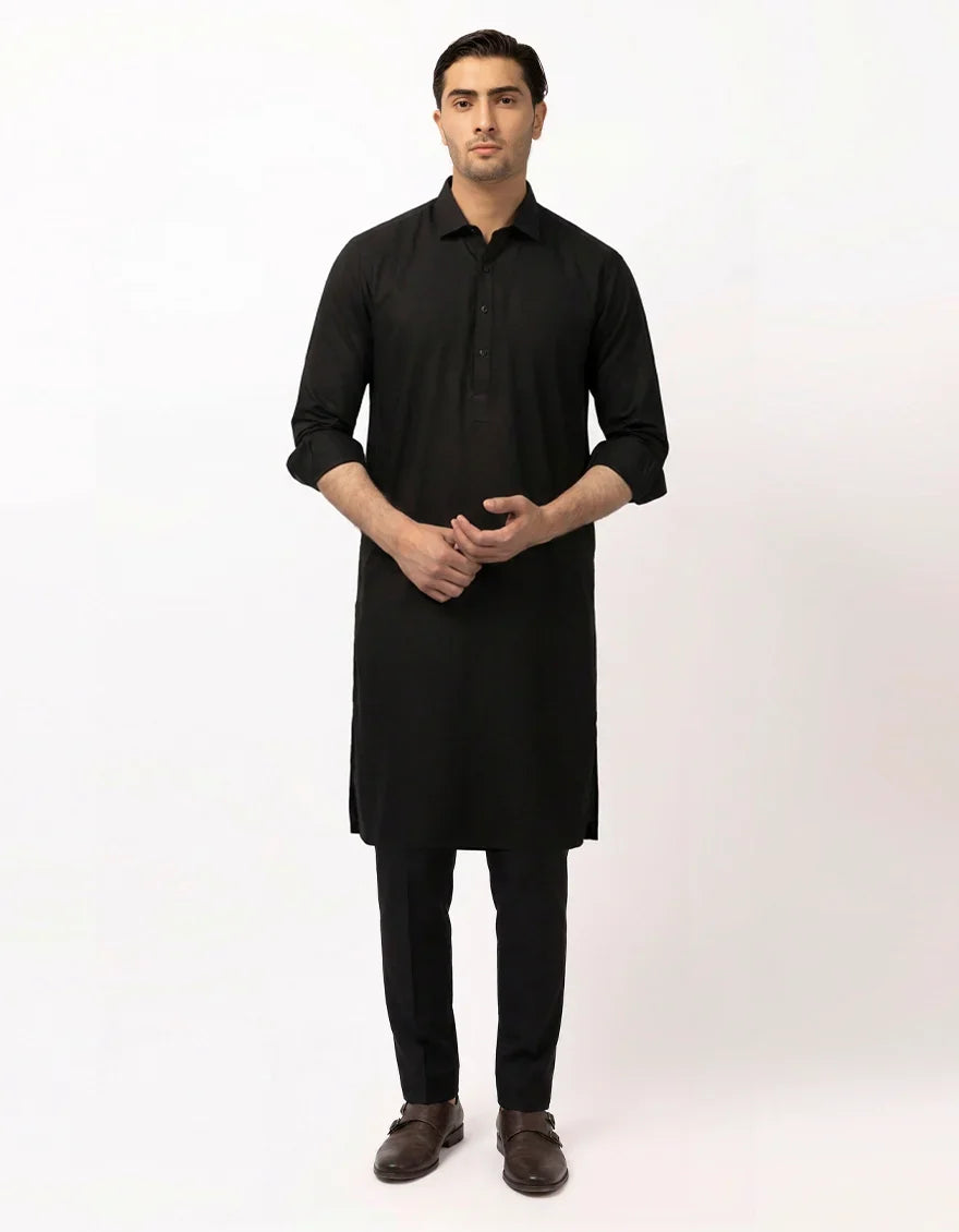Blended Black Kurta Trouser - J. Junaid Jamshed