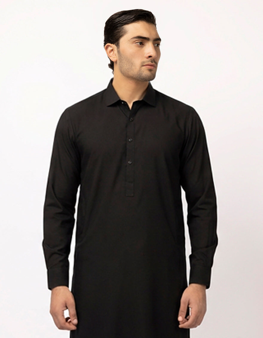 Blended Black Kurta Trouser - J. Junaid Jamshed