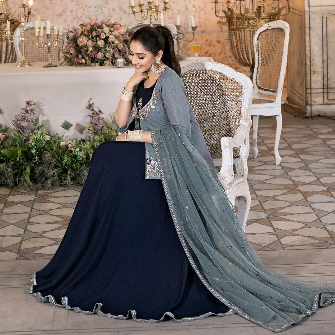 Printed Embroidered Turqoise 3 Piece Suit - Nishat