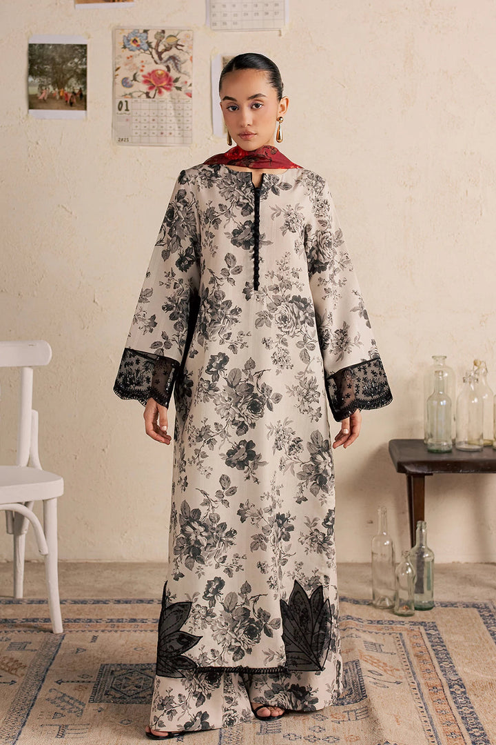 Dobby Lawn Beige Stitched Suit - Vanya