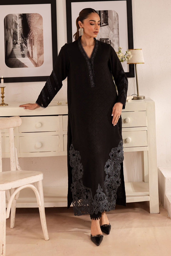 Leather Peach Black Stitched Suit - Nureh