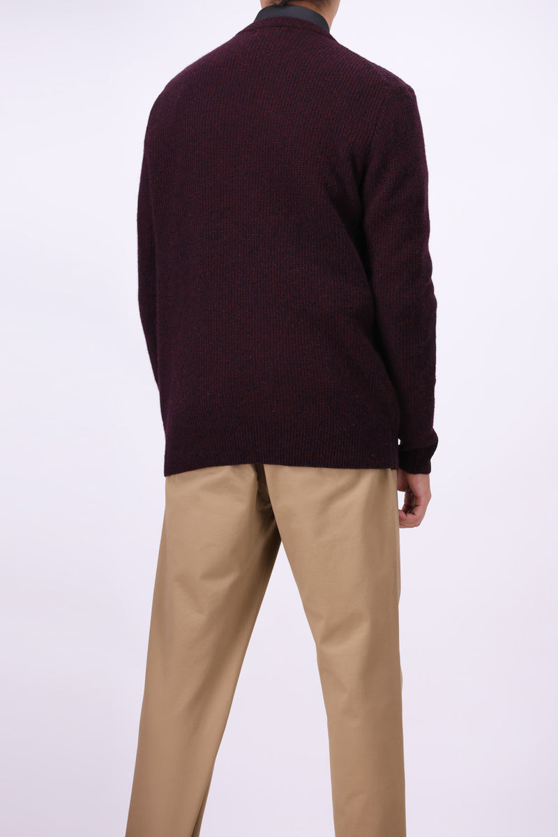 Lambs Wool Burgundy Designer Sweater - Cambridge