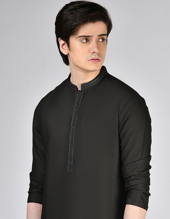 Blended Black Shalwar Kameez- J. Junaid Jamshed