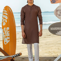 Cotton Brown Kurta - J. Junaid Jamshed