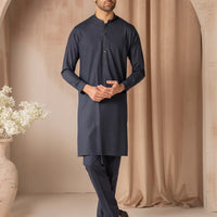 Blended Navy Blue Kurta Trouser - J. Junaid Jamshed