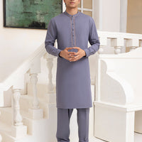 Blended Pigeon Blue Shalwar Kameez - J. Junaid Jamshed