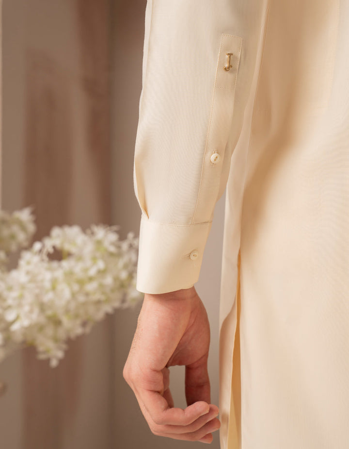 Blended Cream Shalwar Kameez - J. Junaid Jamshed