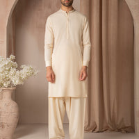 Blended Cream Shalwar Kameez - J. Junaid Jamshed