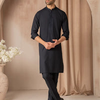 Blended Navy Blue Kurta Trouser - J. Junaid Jamshed